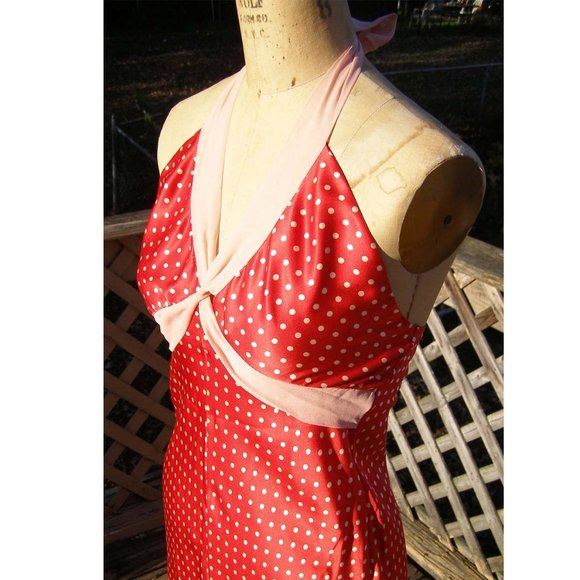 NEW size 8 POLECI Polka dot SILK dress Pinup Girl - Picture 5 of 12
